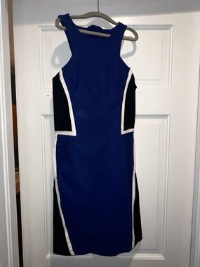 Jealous Tomato Colorblock Bodycon Sheath Dress Blue Black White Small